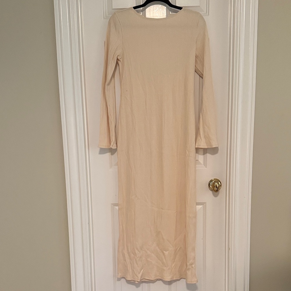 Reformation Cream Long Sleeve Dress